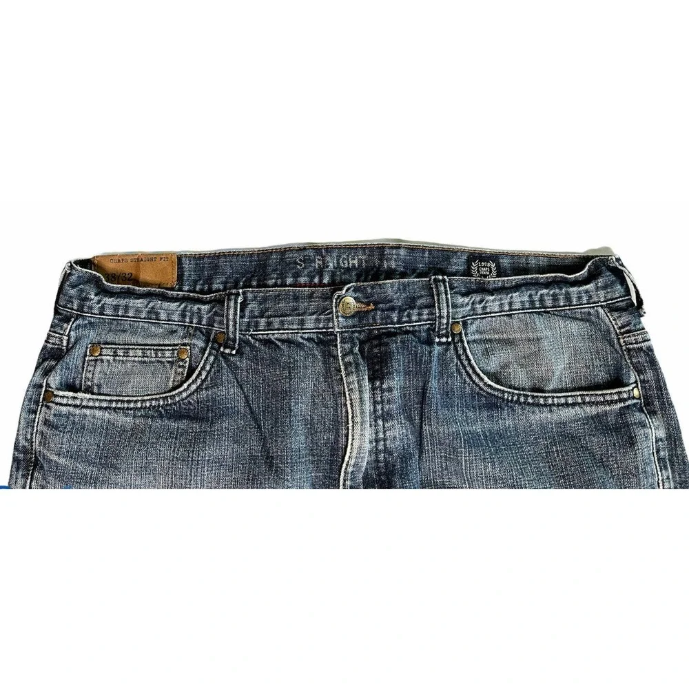 Mens Chaps Denim Straight Fit 100% Cotton Blue Jeans Size 38x32